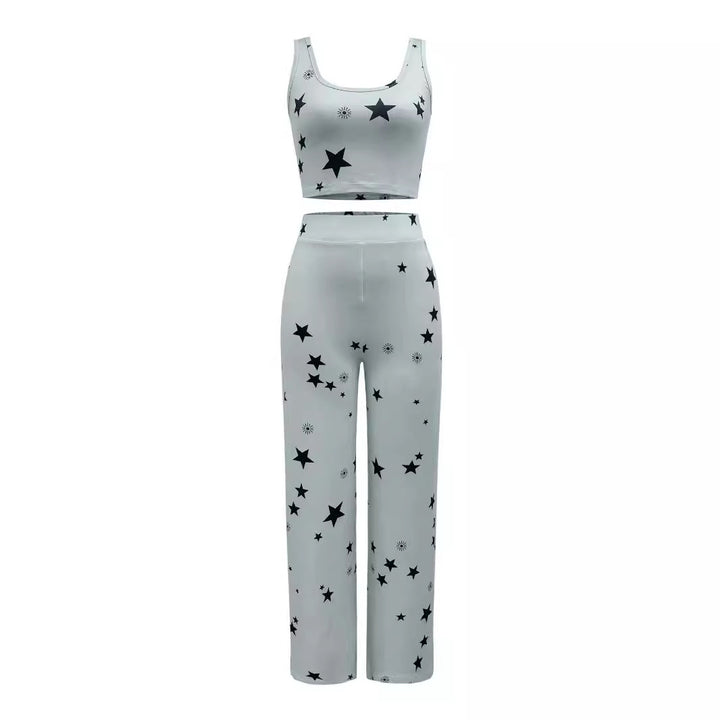 Damen Zweiteiliges Star-Muster Freizeit-Set Drune