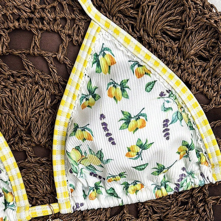 Damen Triangel-Bikini mit floralem Muster und verspieltem Design Drune