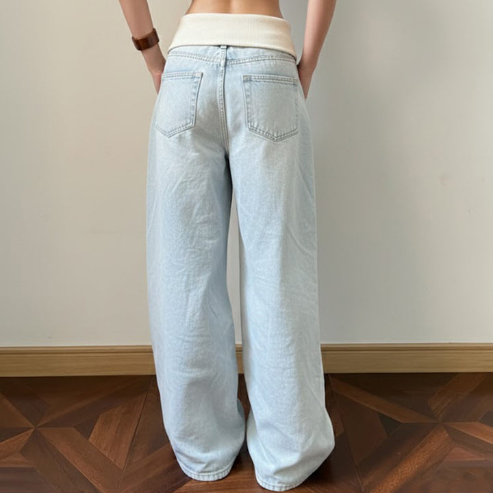 Damen Weitgeschnittene Jeans mit hohem Bund und elastischem Komfort Drune