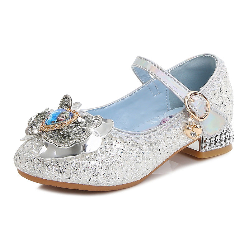 Mädchen Festliche Glitzer Ballerinas mit Blumenapplikation Drune