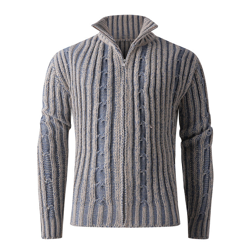 Herren modische Strickjacke mit hochabschließendem Reißverschluss und einzigartigem Muster Drune