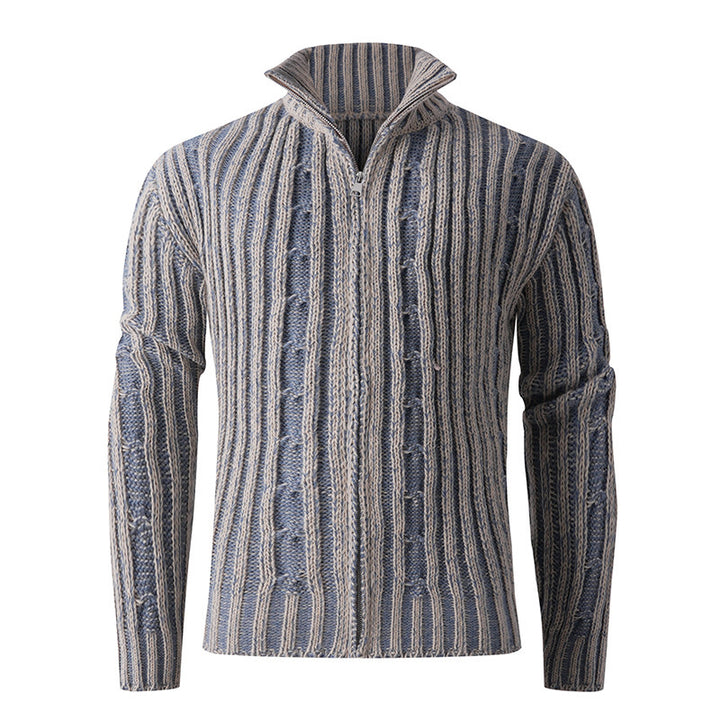 Herren modische Strickjacke mit hochabschließendem Reißverschluss und einzigartigem Muster Drune