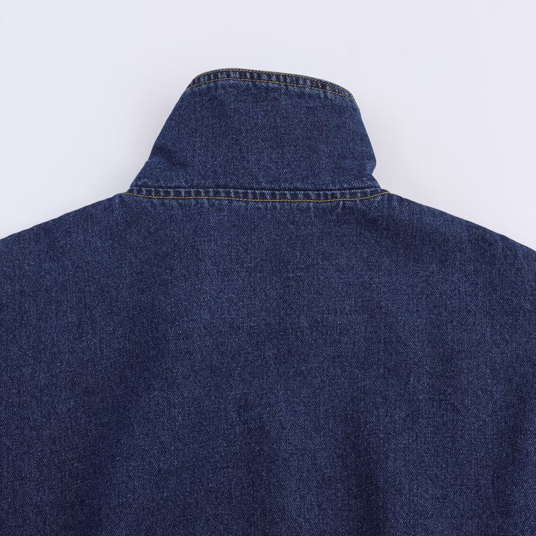 Damen lässige Denimjacke mit hohem Kragen und weitem Schnitt Drune