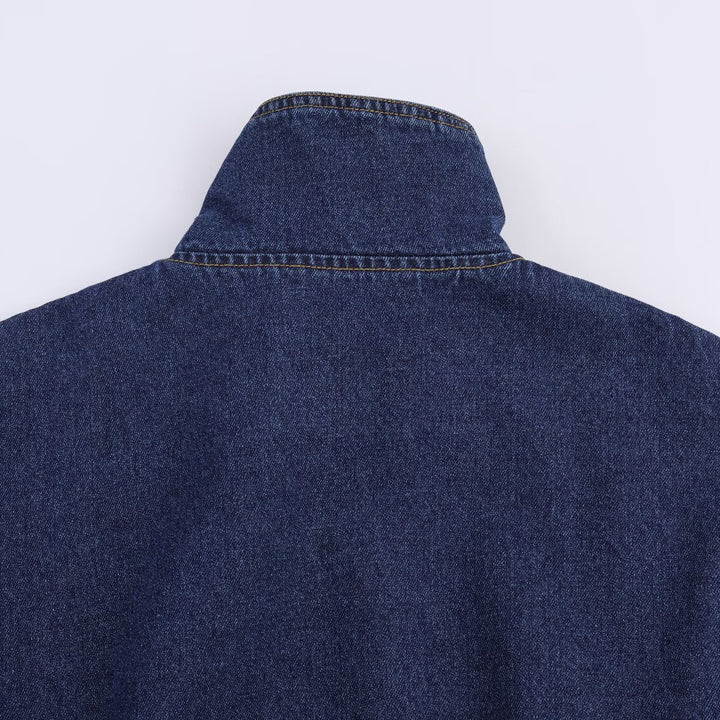 Damen lässige Denimjacke mit hohem Kragen und weitem Schnitt Drune