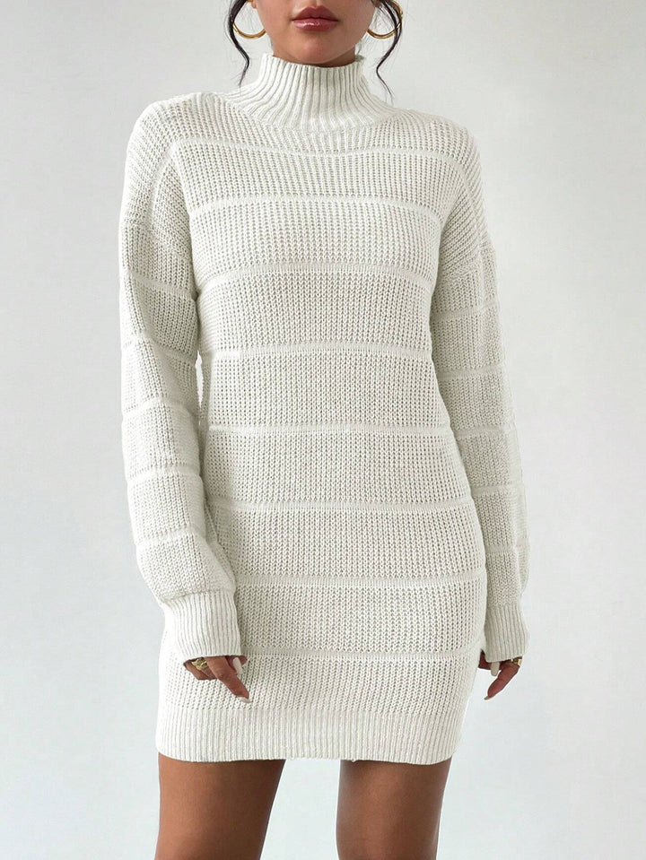 Damen Strickkleid mit hohem Kragen und strukturiertem Muster Drune