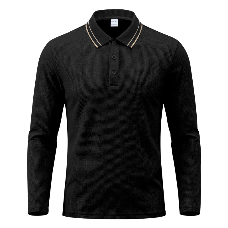 Herren nan langärmeliges Piqué-Poloshirt mit kontrastkragen und dreifach geknöpfter Leiste Drune