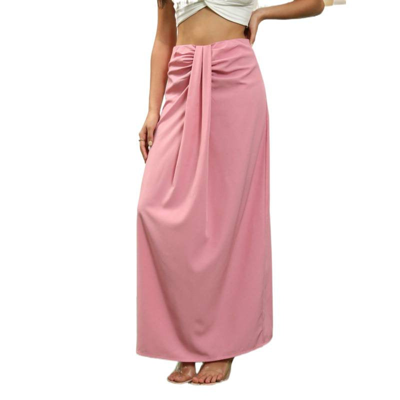 Damen Maxirock mit Raffungen und eleganter Schleife Drune