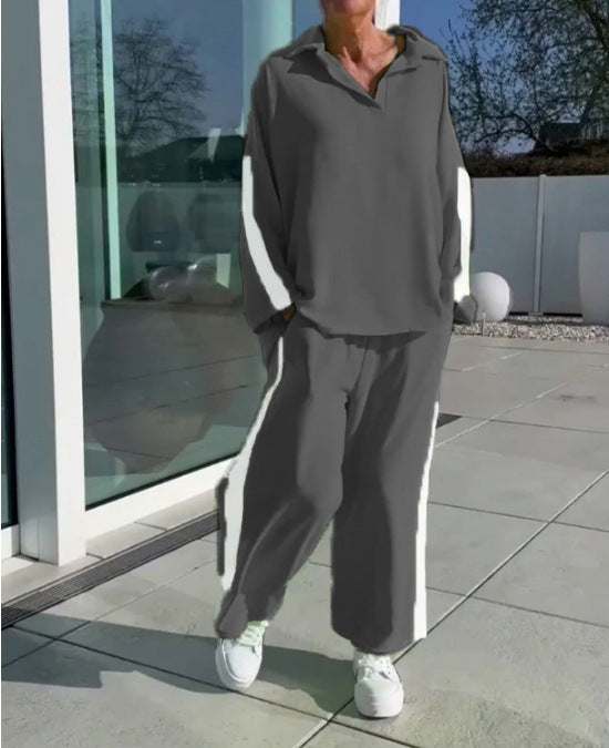 Damen entspannter Freizeitanzug mit Hemd und weiter Hose Drune