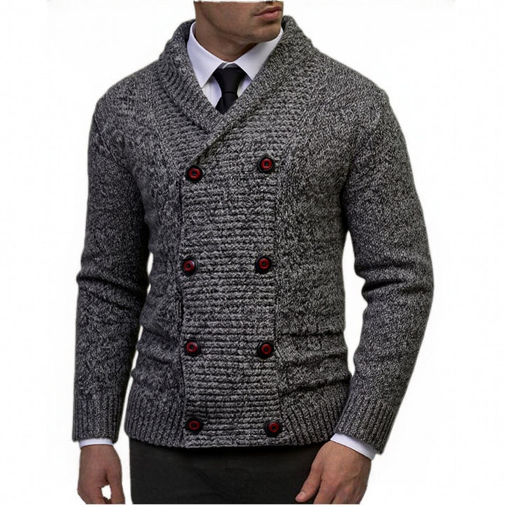 Herren nan Strickcardigan mit doppelreihiger Knopfleiste und Schalkragen Drune