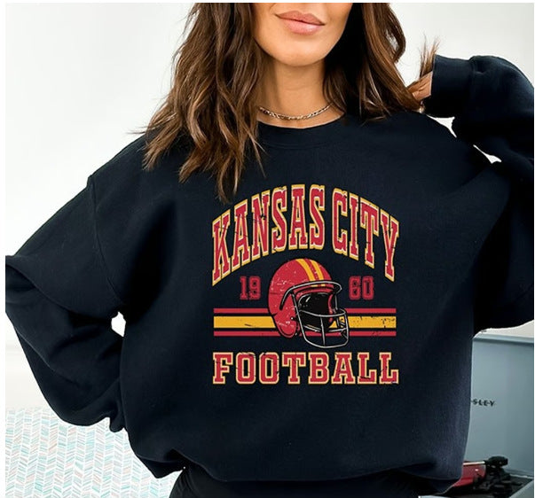 Damen Oversized Sweatshirt mit nostalgischem Football-Motiv Drune