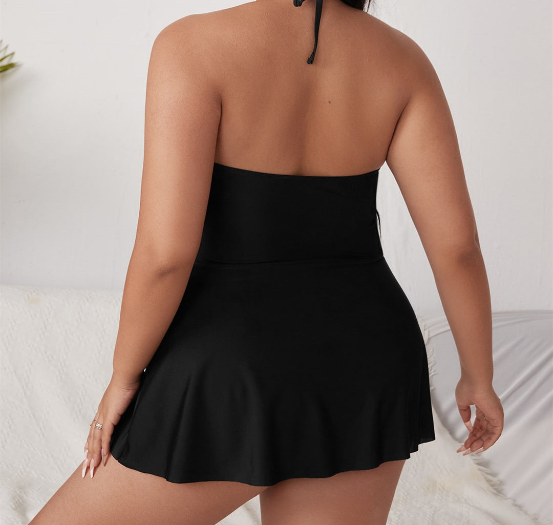 Damen Strandkleid mit tiefem V-Ausschnitt und dekorativem Ketten-Detail Drune