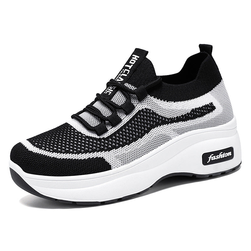 Damen nan atmungsaktive Strick-Sneaker mit Plateau-Sohle und elastischer Sockenkonstruktion Drune
