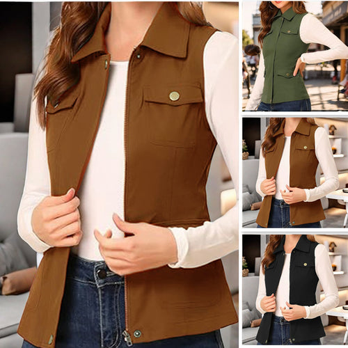 Damen stylische Weste mit praktischen Taschen Drune