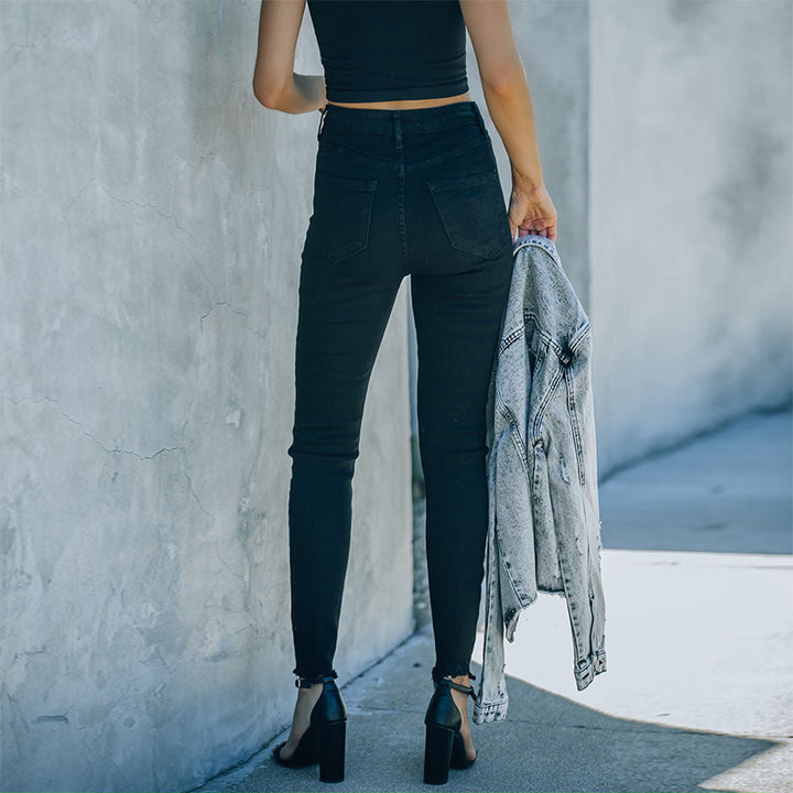 Damen Hochtaillierte Skinny Jeans Drune