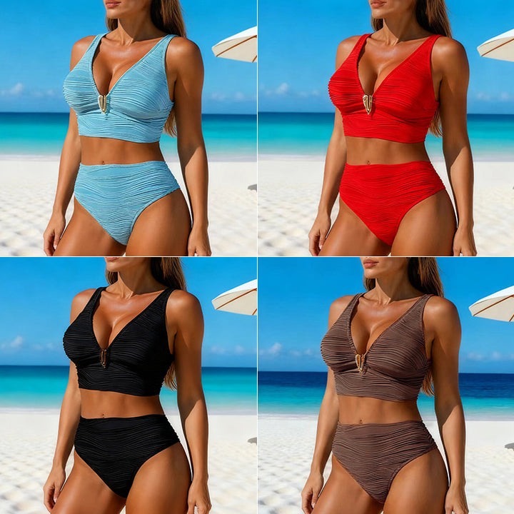 Damen Stütz-Bikini-Set mit elegantem V-Ausschnitt Drune