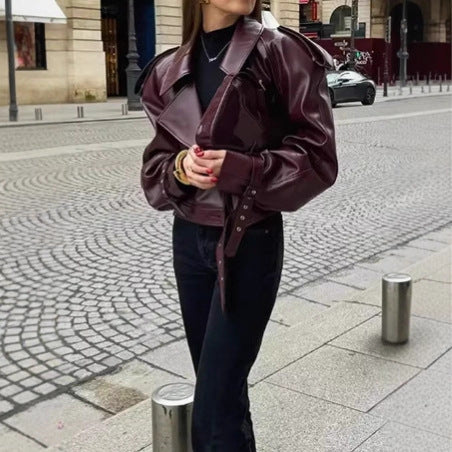 Damen modische Kunstlederjacke Drune