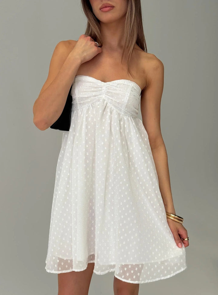 Damen Sommerliches Bandeau-Kleid mit zarten Punkten und luftiger Silhouette Drune