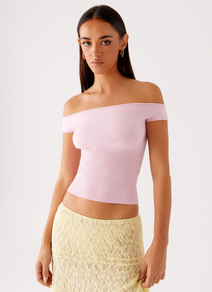 Damen Off-Shoulder Rippoberteil Drune