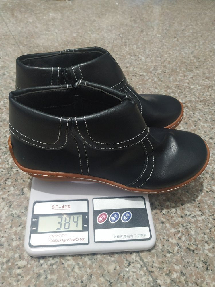 Damen nan weiche Leder-Booties mit klappbarem Riemen, seitlichem Reißverschluss und flexibler Profilsohle Drune