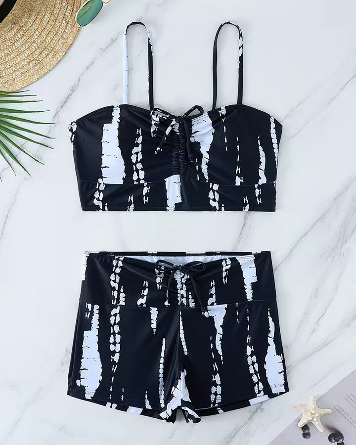Damen Bikini mit floralem Rüschendesign und verstellbaren Trägern Drune