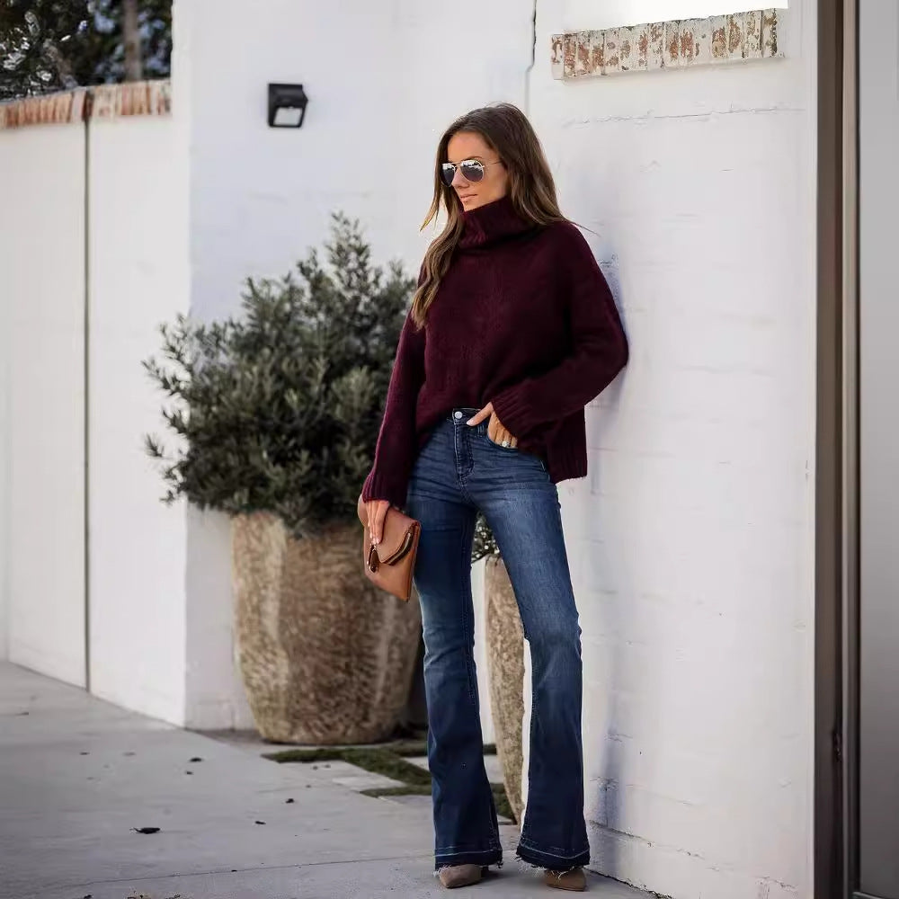 Damen elegante Bootcut-Jeans Drune