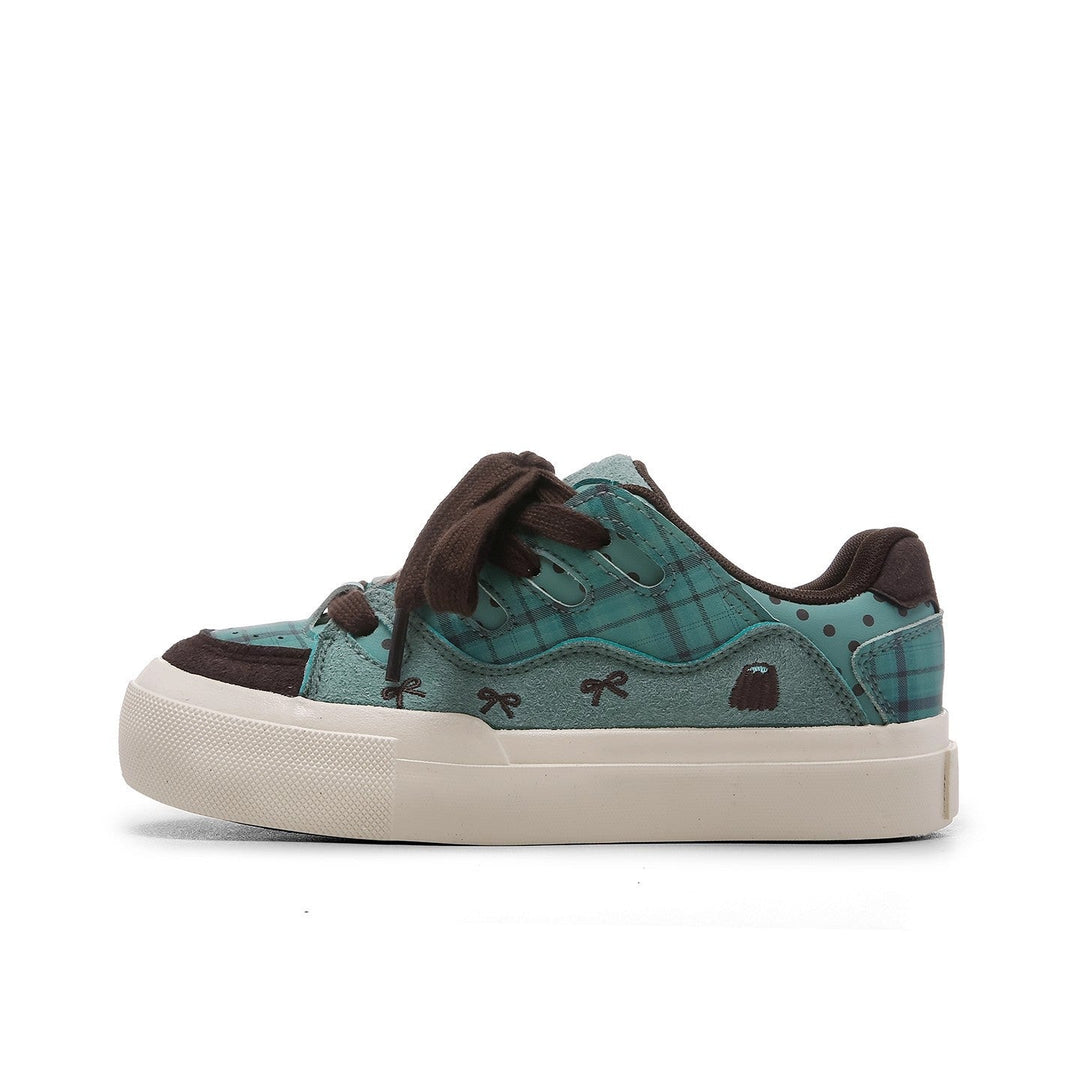 Damen Sneakers mit süßem Gitterdesign und dicker Sohle Drune