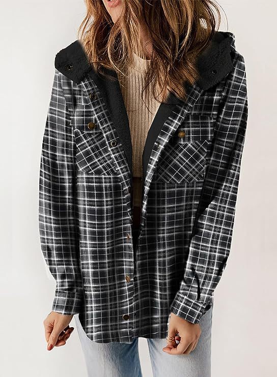 Damen Flanelljacke mit gefütterter Kapuze Drune