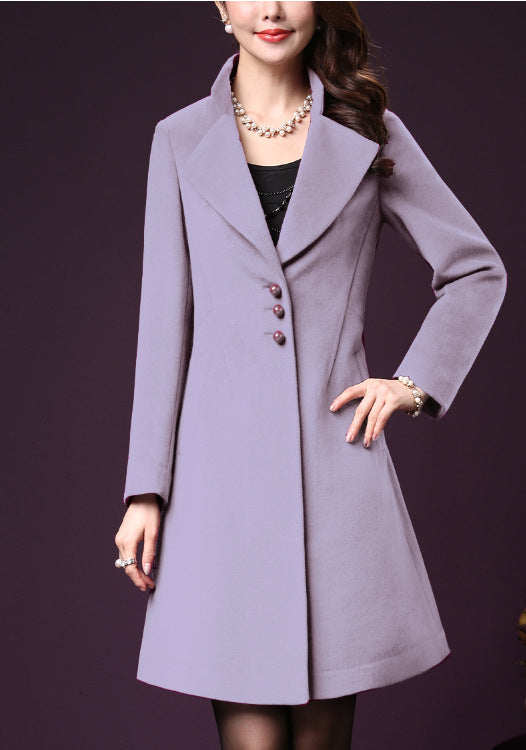 Damen eleganter Wollmantel mit schickem Revers Drune