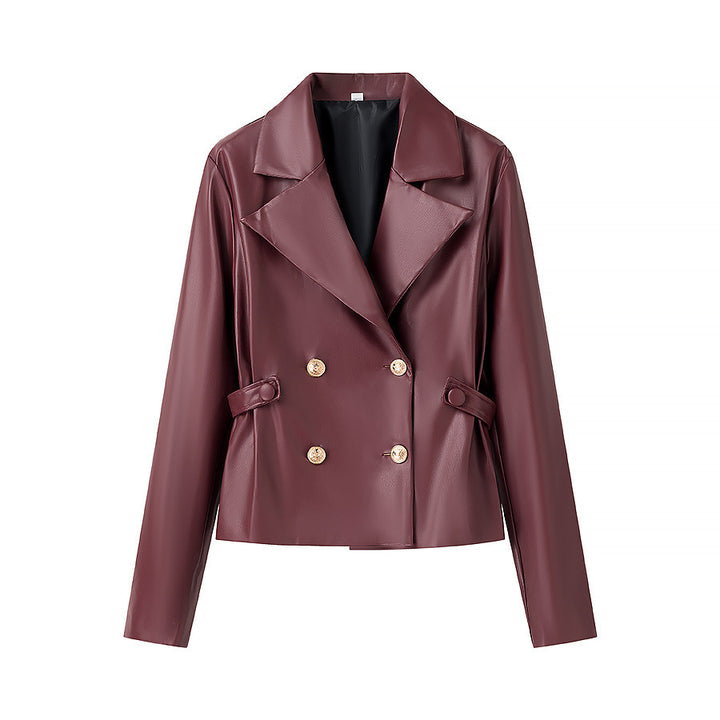 Damen modisches Kunstleder Blazer- und Rock-Set Drune