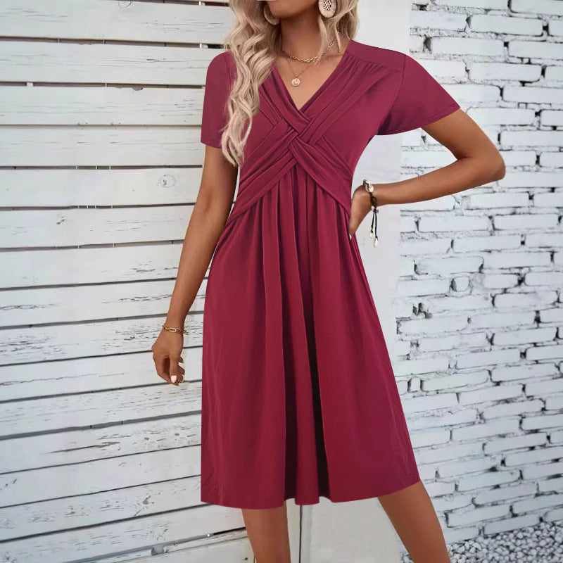 Damen Jumpsuit mit figurbetontem Wickeldesign und elegantem V-Ausschnitt Drune