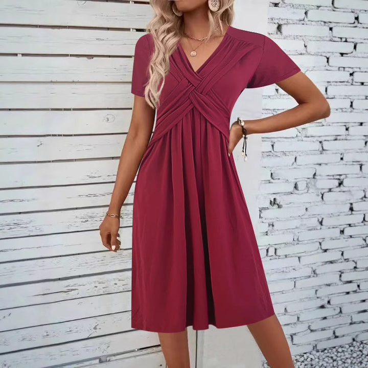 Damen Jumpsuit mit figurbetontem Wickeldesign und elegantem V-Ausschnitt Drune