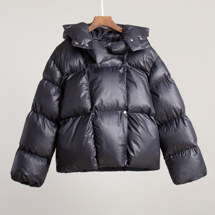 Damen Modische Daunenjacke mit hohem Kragen und Knopfverschluss Drune