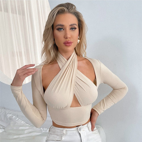 Damen Cropped Top mit innovativem Wickeldesign Drune