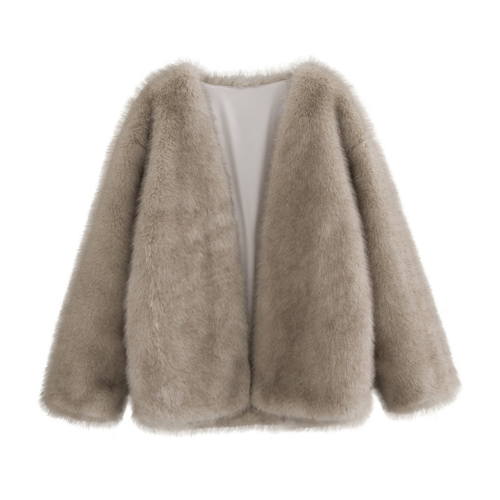 Damen Oversized Kuscheljacke mit weichem Kunstfell Drune