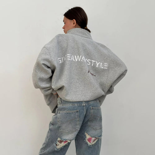 Damen Oversized Freizeitjacke mit urbanem Schriftzug Drune