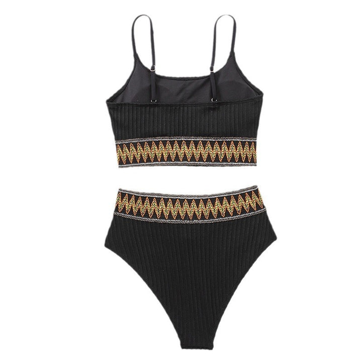 Damen Bikini-Set mit eleganter Rippstruktur und kontrastierenden Bordüren Drune