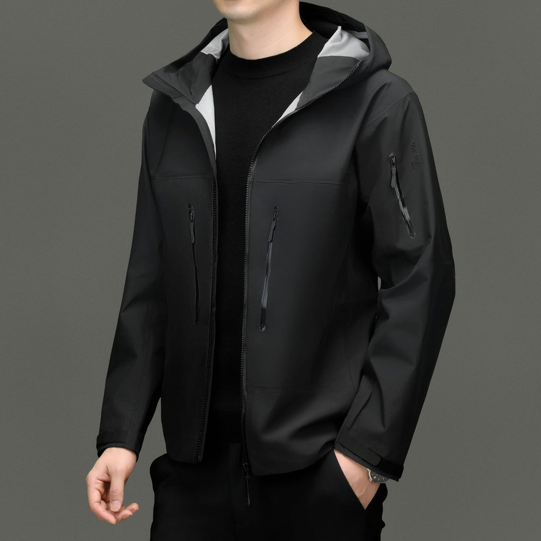 Herren wetterfeste Übergangsjacke mit verstellbarem Kapuzenkragen und praktischen Taschen Drune