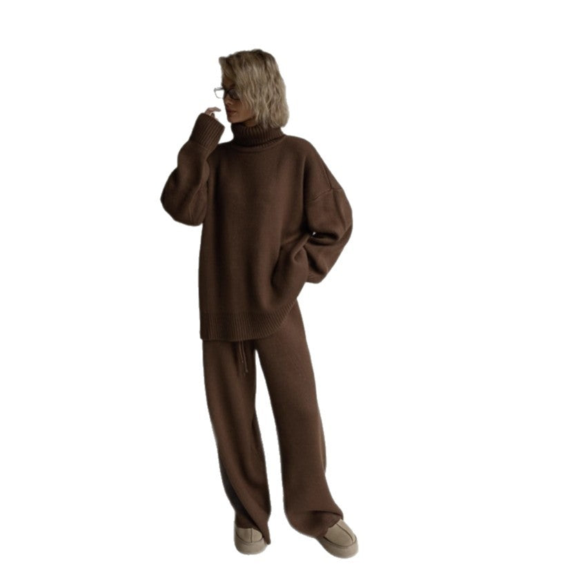Damen gemütlicher Oversized Pullover mit hohem Kragen Drune