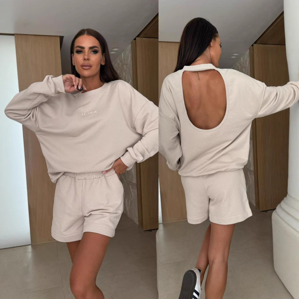 Damen Freizeit-Doppelset mit komfortablem Sweatshirt und Shorts Drune