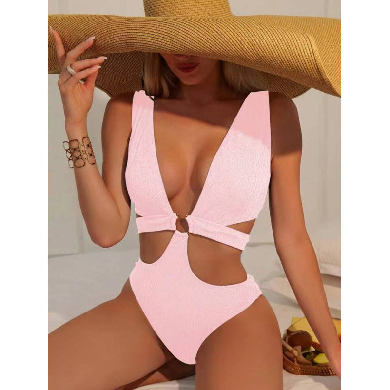 Damen Cut-Out Badeanzug mit elegantem Wickeldetail Drune