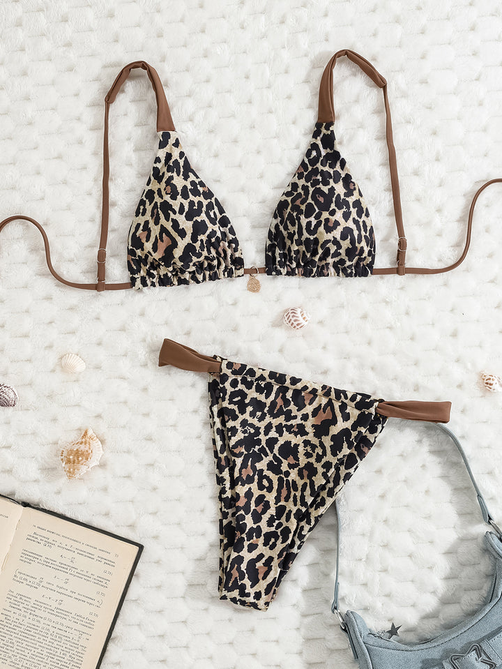 Damen Triangel-Bikini mit verspieltem Palmenmuster Drune