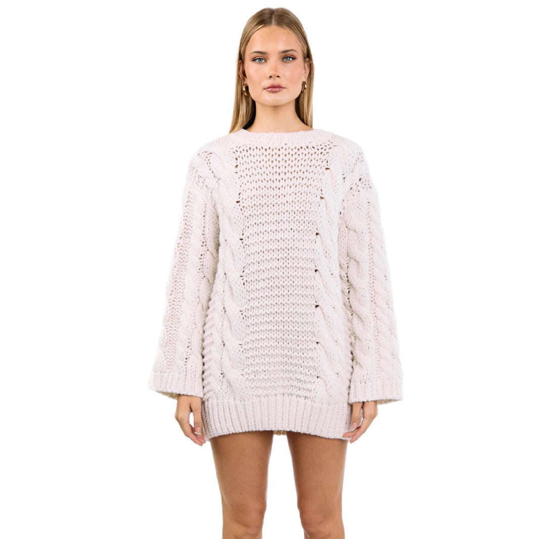 Damen kuscheliger Grobstrickpullover mit modernem Zopfmuster und lässiger Passform Drune