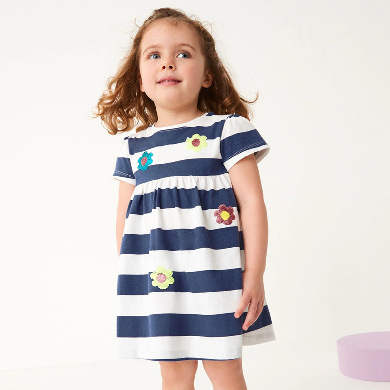 Mädchen Freizeitleichtes gestreiftes Kleid Drune