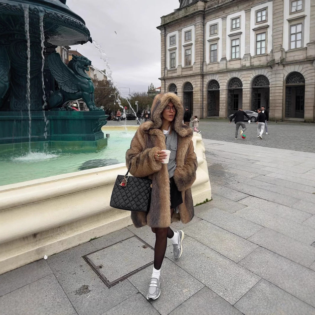 Damen Kuschelige Freizeitjacke mit reflektierenden Details und praktischer Kapuze Drune