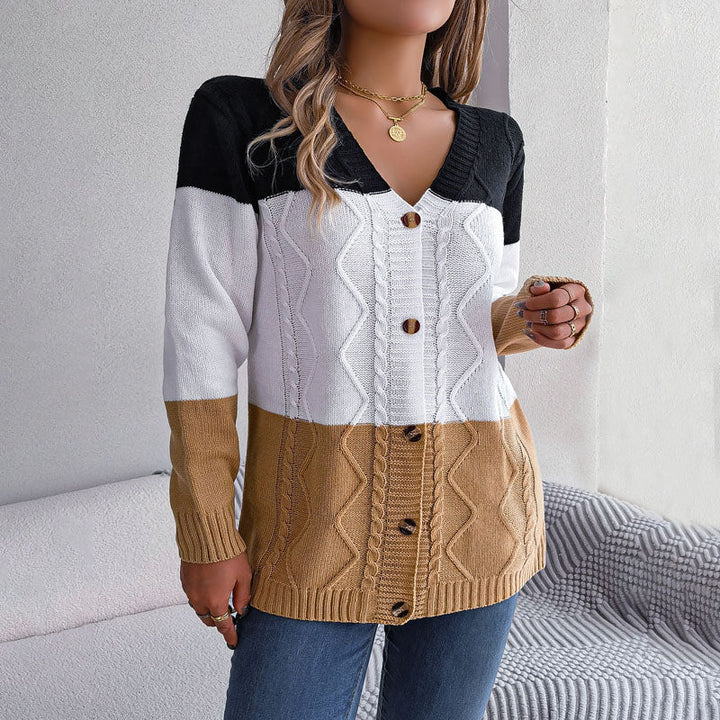 Drune | Farbblock Strickjacke Mit Modischem Stil