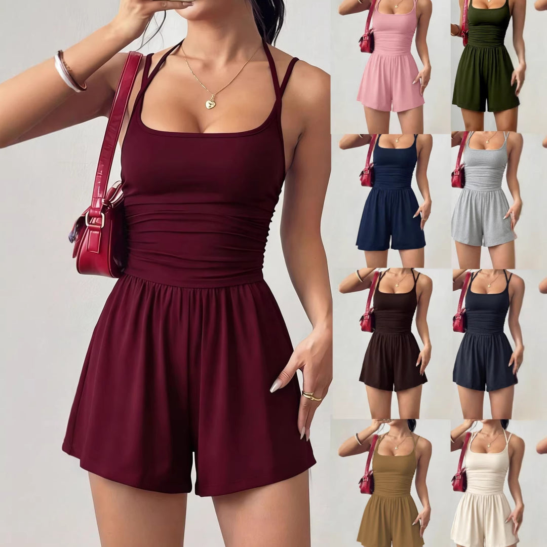 Damen Sommerlicher Jumpsuit mit verstellbaren Trägern und fließendem Schnitt Drune