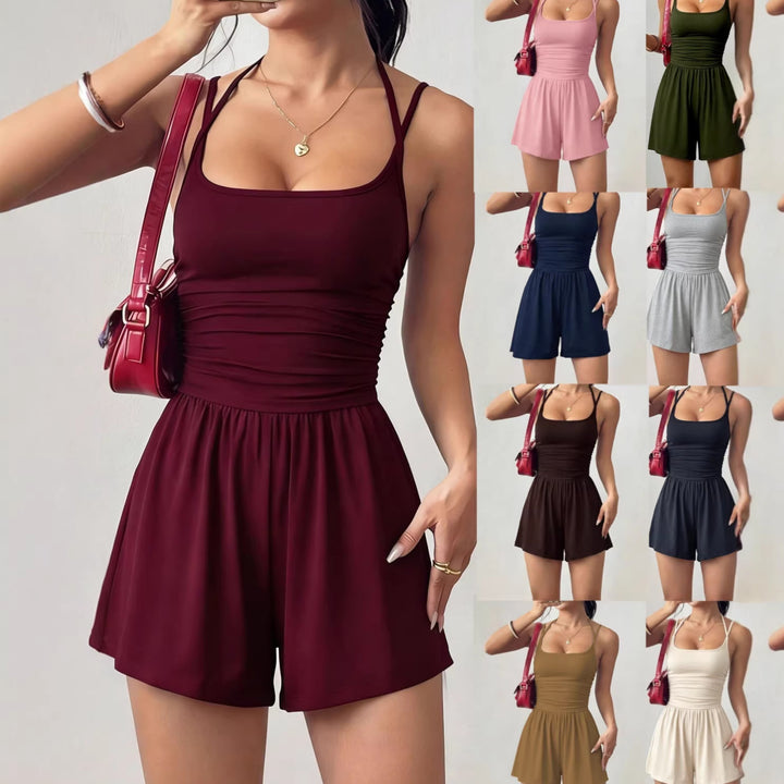Damen Sommerlicher Jumpsuit mit verstellbaren Trägern und fließendem Schnitt Drune