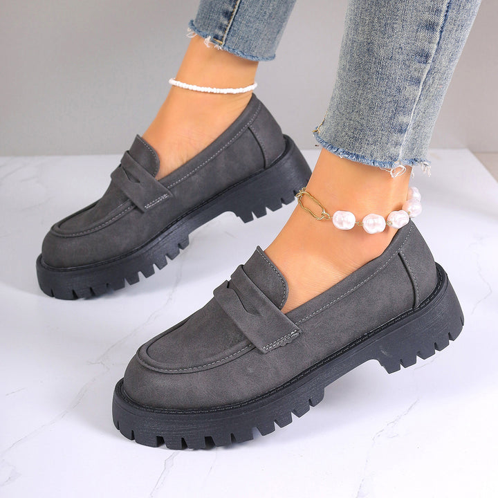 Damen nan Plateau-Loafer mit Profilsohle und Velourslederoptik Drune