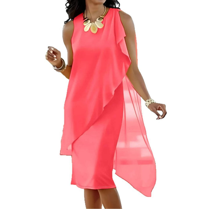 Damen elegantes und luftiges Abendkleid mit asymmetrischem Schnitt Drune
