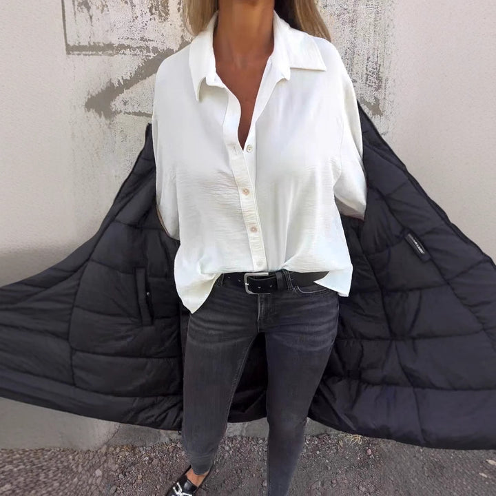 Damen lässige Hemdbluse mit Volantärmeln Drune